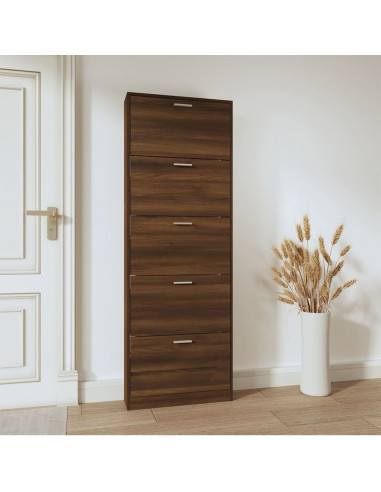 Scarpiera Rovere Marrone 59x17x169 cm in Legno Multistrato
