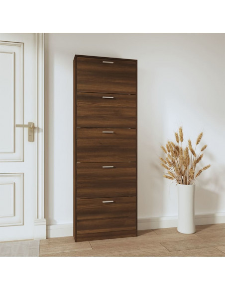 Scarpiera Rovere Marrone 59x17x169 cm in Legno Multistrato