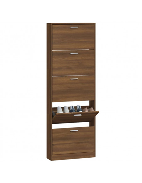Scarpiera Rovere Marrone 59x17x169 cm in Legno Multistrato