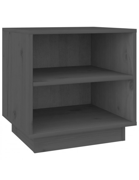 Comodino Grigio 40x34x40 cm in Legno Massello di Pino