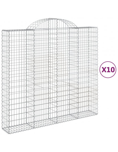 Cesti Gabbioni ad Arco 10 pz 200x50x180/200 cm Ferro Zincato