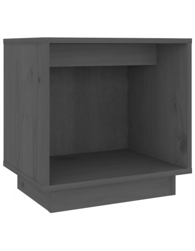 Comodino Grigio 40x30x40 cm in Legno Massello di Pino