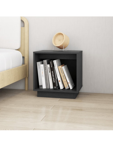 Comodini 2 pz Grigi 40x30x40 cm in Legno Massello di Pino