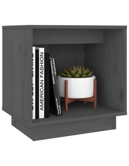 Comodini 2 pz Grigi 40x30x40 cm in Legno Massello di Pino