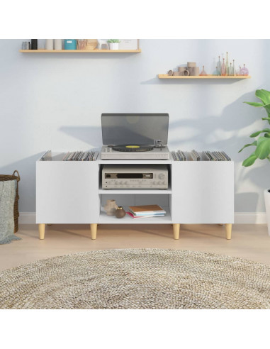 Mobile Porta Dischi Bianco 121x38x48 cm in Legno Multistrato