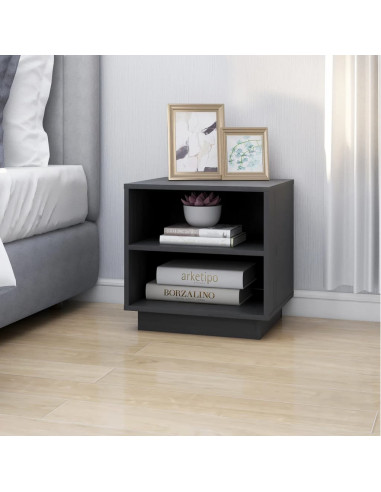 Comodini 2 pz Grigi 40x34x40 cm in Legno Massello di Pino