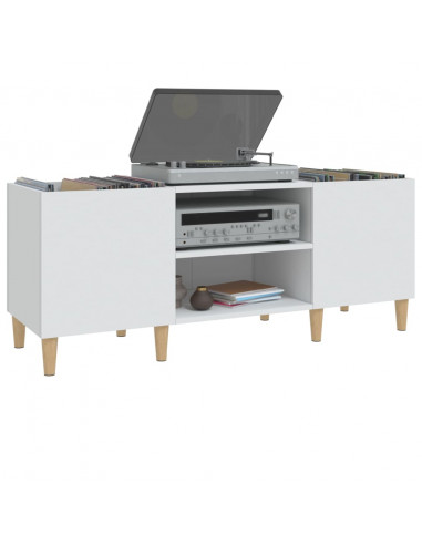 Mobile Porta Dischi Bianco 121x38x48 cm in Legno Multistrato