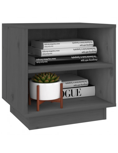 Comodini 2 pz Grigi 40x34x40 cm in Legno Massello di Pino