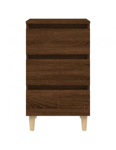 Comodino con Gambe in Legno Massello Rovere Marrone 40x35x69 cm