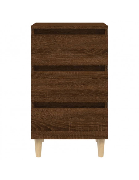 Comodino con Gambe in Legno Massello Rovere Marrone 40x35x69 cm