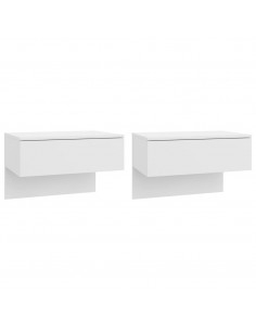 Comodini a Muro 2 pz Bianco Lucido 2