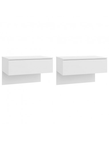 Comodini a Muro 2 pz Bianco Lucido