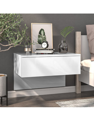 Comodini a Muro 2 pz Bianco Lucido