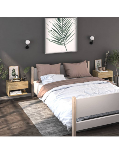 Comodino a Parete Rovere Sonoma