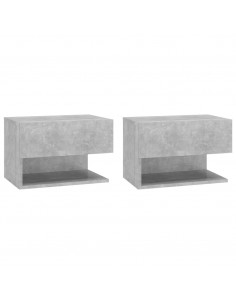 Comodini a Muro 2 pz Grigio Cemento 2