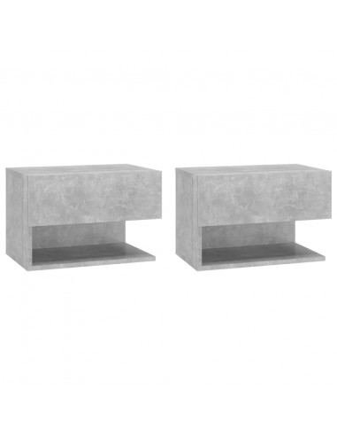 Comodini a Muro 2 pz Grigio Cemento