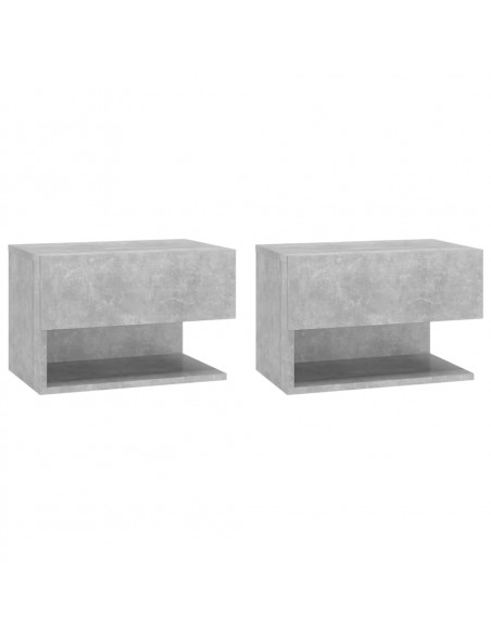 Comodini a Muro 2 pz Grigio Cemento