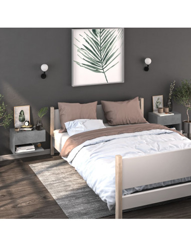 Comodini a Muro 2 pz Grigio Cemento