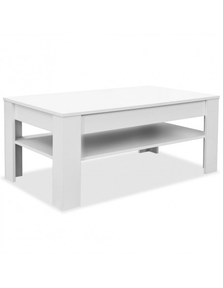 Tavolino da Salotto in Legno Multistrato 110x65x48 cm Bianco