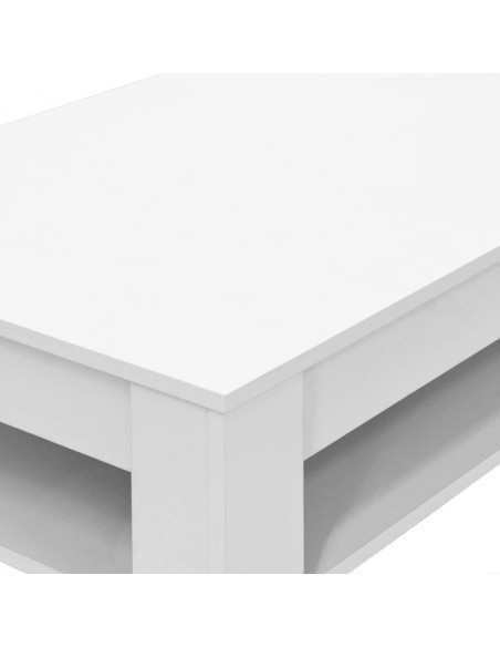Tavolino da Salotto in Legno Multistrato 110x65x48 cm Bianco