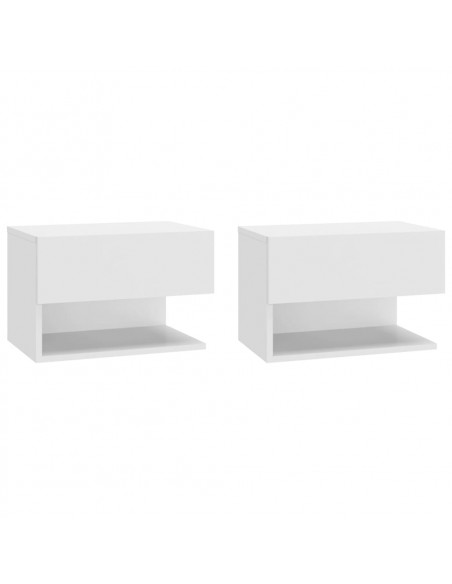Comodini a Muro 2 pz Bianco Lucido