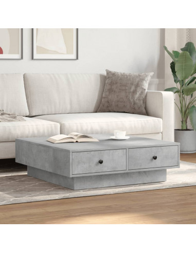 Tavolino da Salotto Grigio Cemento 90x90x28cm Legno Multistrato