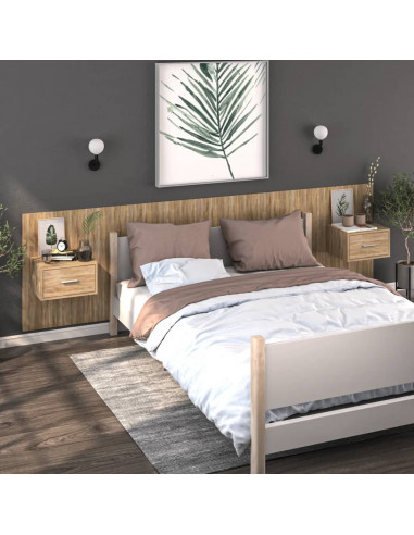 Comodino a Parete Rovere Sonoma