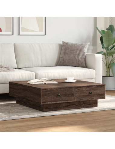 Tavolino da Salotto Rovere Marrone 90x90x28cm Legno Multistrato