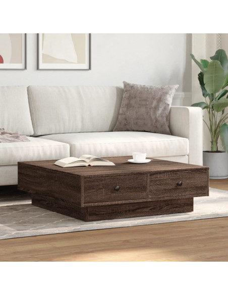 Tavolino da Salotto Rovere Marrone 90x90x28cm Legno Multistrato