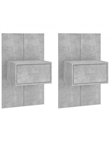 Comodini a Muro 2 pz Grigio Cemento