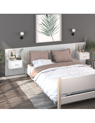 Comodino a Muro Bianco Lucido