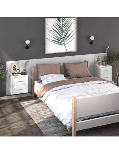 Comodino a Muro Bianco Lucido