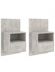 Comodini a Muro 2 pz Grigio Cemento 2
