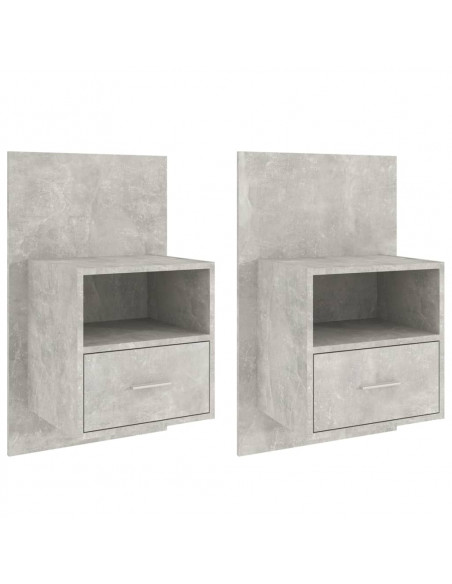 Comodini a Muro 2 pz Grigio Cemento