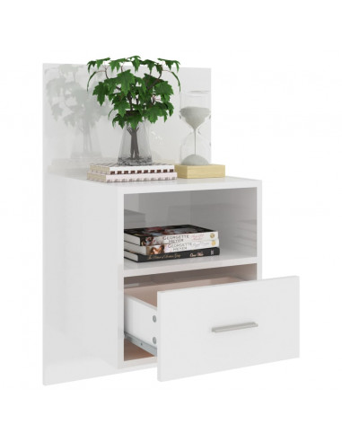 Comodino a Muro Bianco Lucido