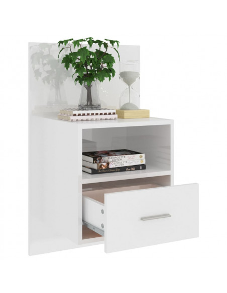 Comodino a Muro Bianco Lucido