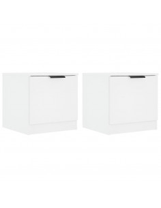 Comodini 2 pz Bianco Lucido 40x39x40 cm 2