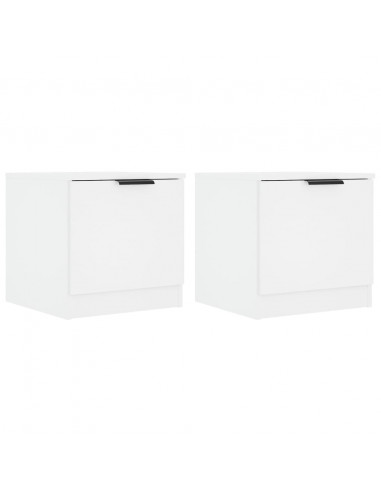 Comodini 2 pz Bianco Lucido 40x39x40 cm