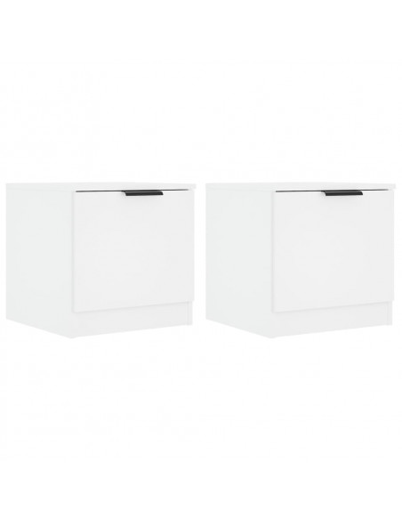 Comodini 2 pz Bianco Lucido 40x39x40 cm