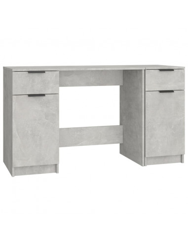 Scrivania con Mobile Laterale Grigio Cemento Legno Multistrato