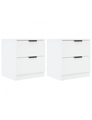 Comodini 2 pz Bianchi in Legno Multistrato