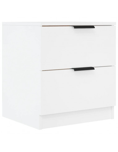 Comodini 2 pz Bianchi in Legno Multistrato