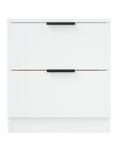 Comodini 2 pz Bianchi in Legno Multistrato