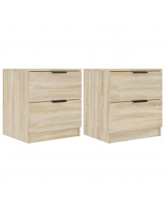 Comodini 2 pz Rovere Sonoma in Legno Multistrato 2