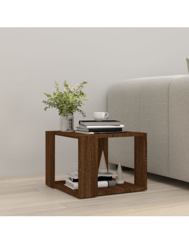 Tavolino Salotto Rovere Marrone 40x40x30cm Legno Ingegnerizzato