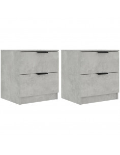 Comodini 2pz Grigio Cemento in Legno Multistrato 2