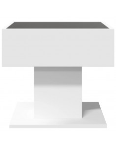 Tavolino Salotto con LED Bianco 50x50x45 cm Legno Multistrato 2