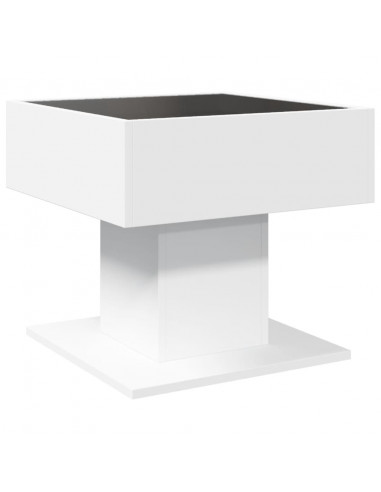 Tavolino Salotto con LED Bianco 50x50x45 cm Legno Multistrato