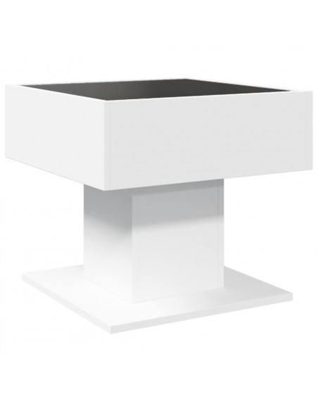 Tavolino Salotto con LED Bianco 50x50x45 cm Legno Multistrato