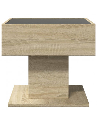 Tavolino Salotto con LED Rovere Sonoma 50x50x45 cm Multistrato